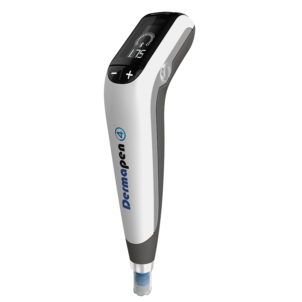 Close-up of the Dermapen 4 Microneedling Pen, key for skin rejuvenation and collagen stimulation.